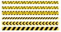 Caution and danger tapes. Warning tape. Black and yellow line striped. Vector illustration Royalty Free Stock Photo